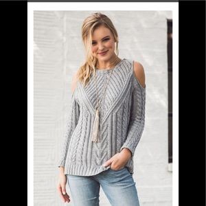Darby Cold shoulder Cable Knit sweater